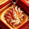 Chinese Style Nine-Tailed Fox Enamel Pendant Necklace Creative Mythology Design Fashion Jewelry For Women Thanksgiving Gift
