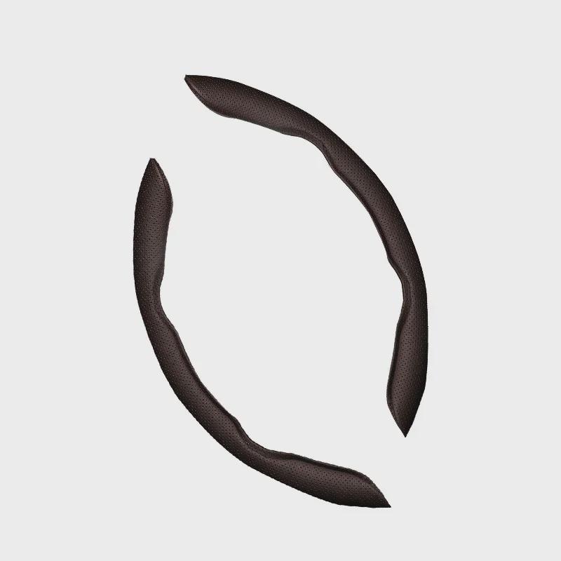 "Ultra-Thin Nappa Perforated Clip-On Steering Wheel Cover: Warm in Winter, Cool in Summer, Non-Slip Design"