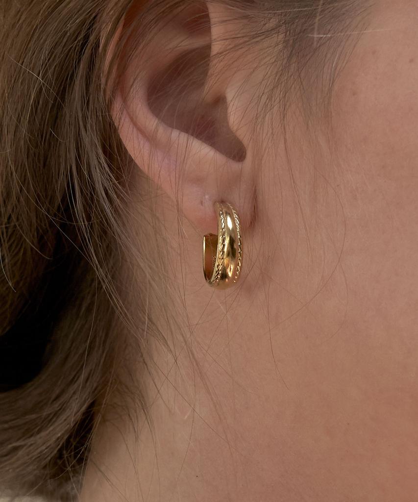 Ound Stitch Silver Bold Ring Earrings