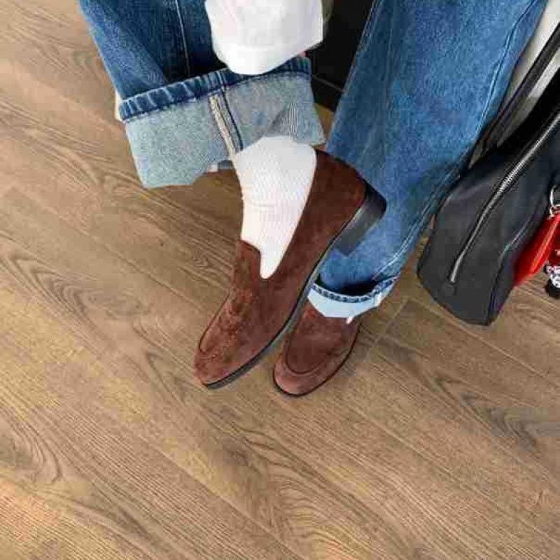 Cloud soft waxy round head versatile loafers women's autumn and winter new flat-bottomed casual lazy one-pedal Doudou shoes single shoes