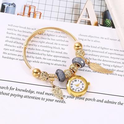 Adjustable Beaded Watches Elegant Quartz Watch Trendy Women's Bracelet Watches  Birthday Gift