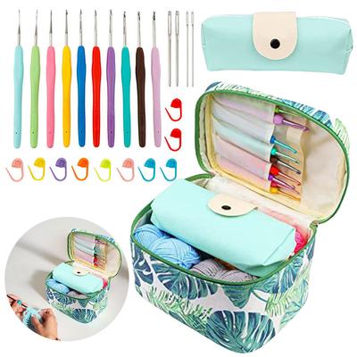 Kit de 87 agulhas de crochê coloridas com alças ergonômicas e estojo portátil, ideal para iniciantes e amantes de artesanato
