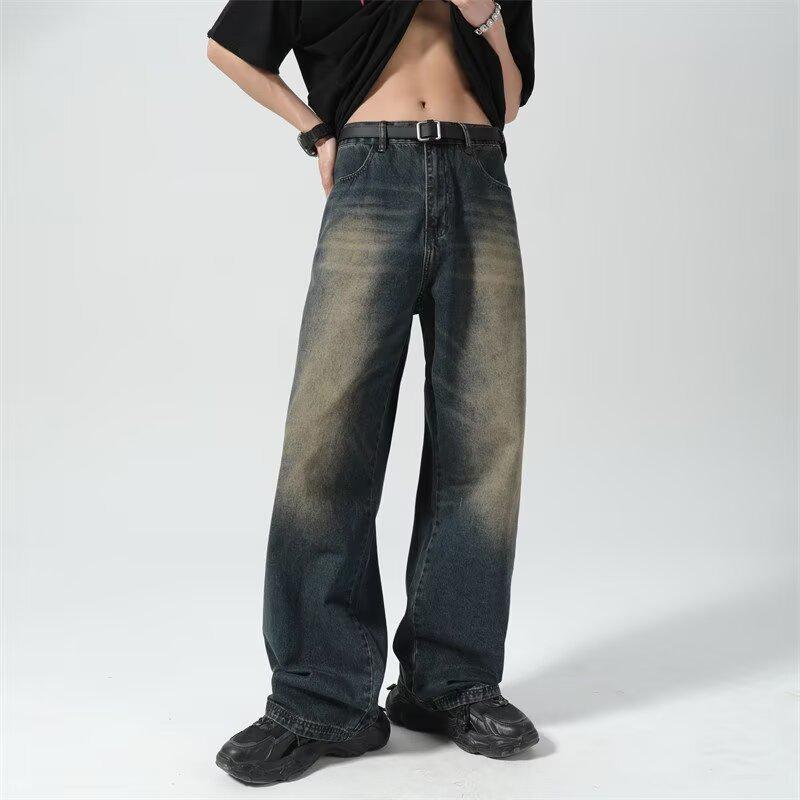 Men's Retro Washed Wide-Leg Distressed Jeans - Hot Selling in Southeast Asia