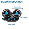 Dual Head USB Car Cooling Fan 2 Wind Speed Car Central Control Screen Fan Adjustable Angle Auto Ventilation Fan Auto Accessories