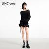 Jinyujie 2025 Spring Women's Sheer Hollow-Out Knit Long Sleeve Top