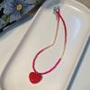 Fashion Sweet Heart Pendant Necklace Choker Neck Chain Elegant Clavicle Chain Gradient Crystal Beaded Necklace Jewelry