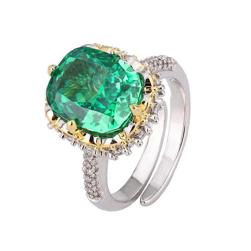 Jewelry Copper Bottom Gold-Plated High Carbon Diamond Ice Flower Cut Square Diamond Copper Inlaid Ring Female 10 * 12