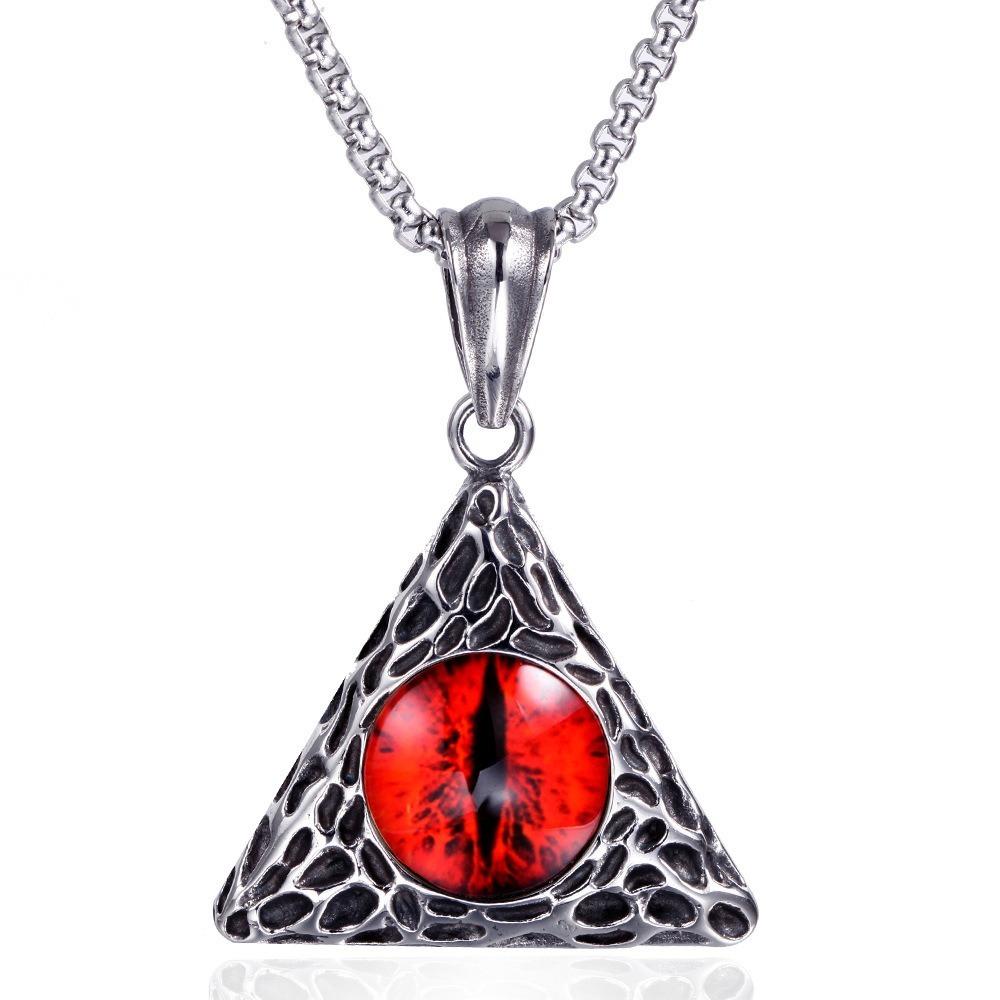 Vintage Viking Iron Triangle Shield Titanium Steel Pendant Necklace for Men