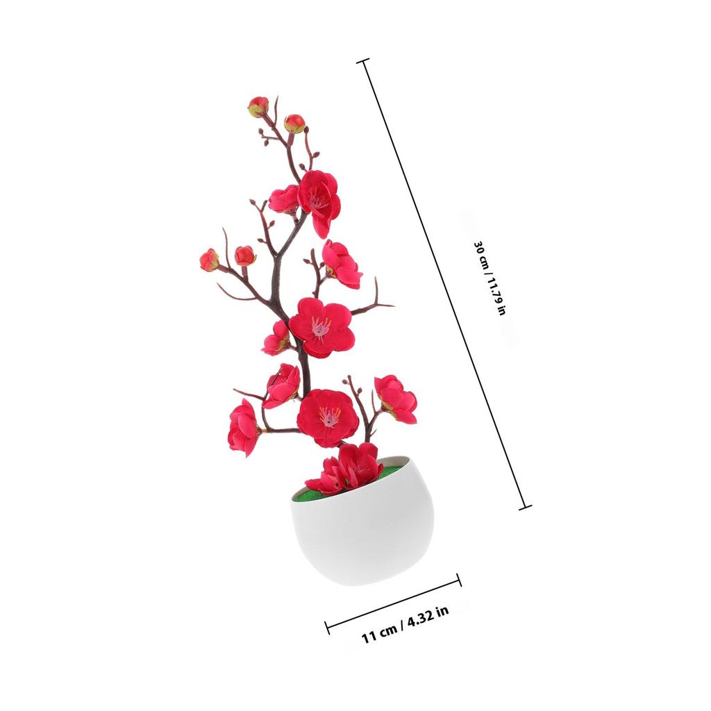 Realistic Artificial Plum Blossom Potted Flower Fade Proof Vibrant Colors Easy Arrange Low Maintenance Home Decor Office Space