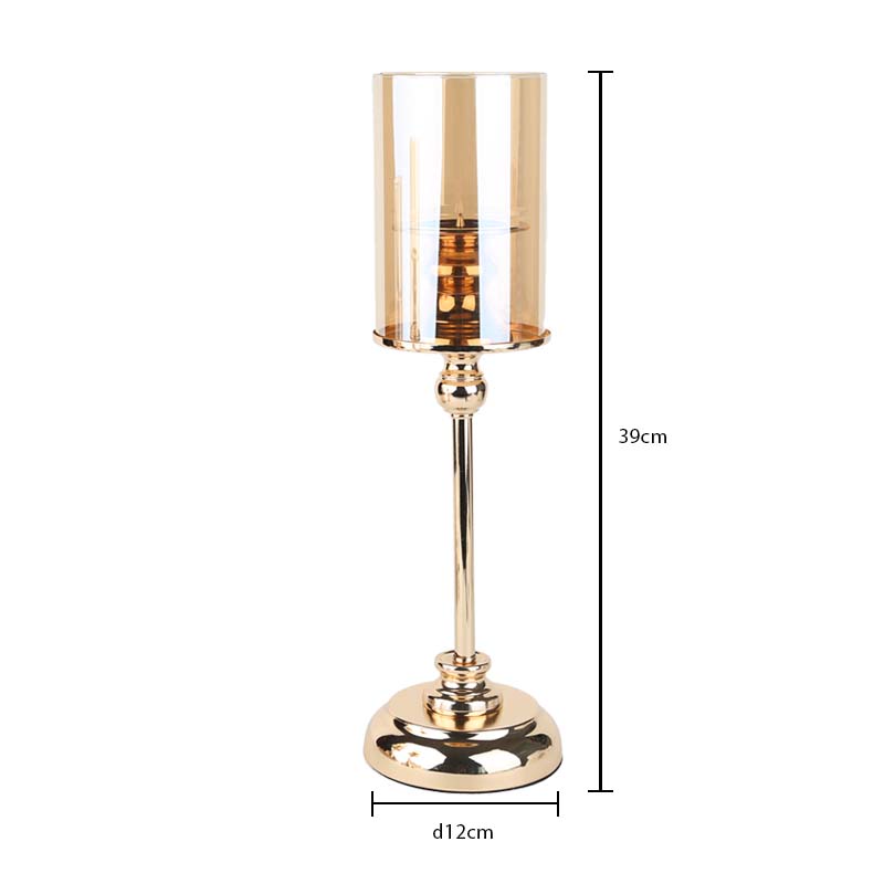 Luxury Golden Crystal Candlestick Holder for Wedding Tabletop Decoration Handmade Glass Metal Candle Stand Home Christmas Decor