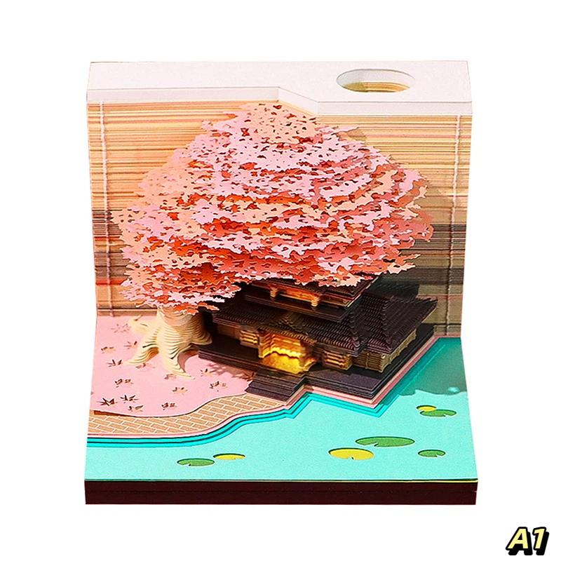 Time Piece Calendar 2027 Desk Calendar With Led Light 3D Tear-Away Calendar Paper Carving Art Memo Pad Notepad Desktop Decor