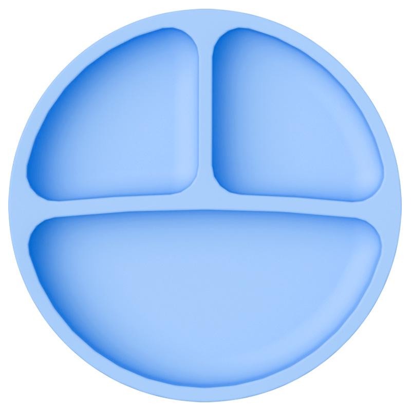 Silikon sugtablettset: Livsmedelsklassad värmetålig gaffel, sked och delad tallrik för baby och småbarn