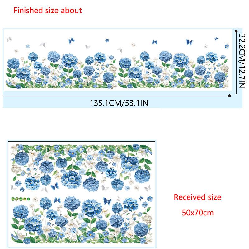 

Знімна синя троянда Плінтус Настінна наклейка для Спальні Вітальні Домашній Декор 50x70cm синій