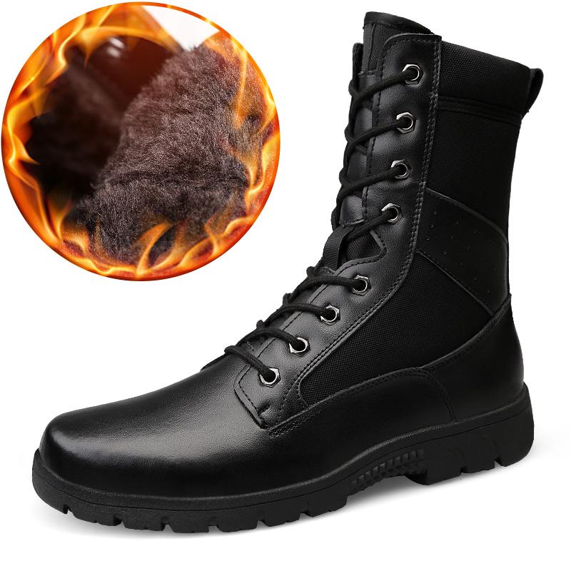 

Luxury Men S Boots Casual High Top Genuine Leather Shoes Quality Winter Warm Plush Male Snow Footwear Military Tactical Boots 40
