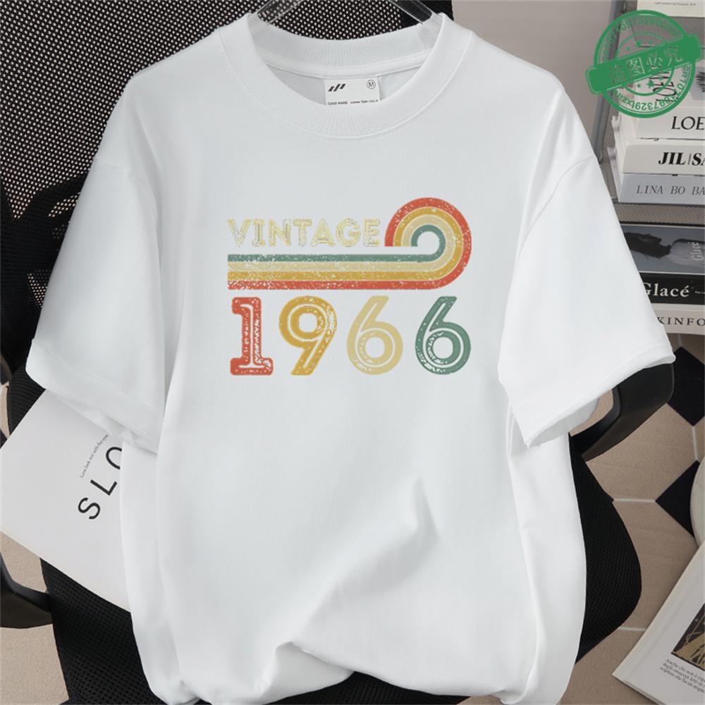 HighQuality Cotton TShirt for Men 1966 60th Birthday Unisex Loose Oversized Clothing O Neck Short Sleeve Tees Streetwear