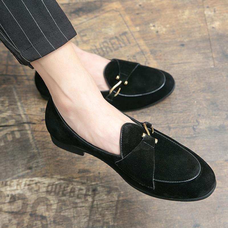 Men’s Loafers Dress Shoes Brown Suede Shoes Men Black Retro Formal Shoes Tuxedo Wedding Blazers Saddle Shoes Over Sized