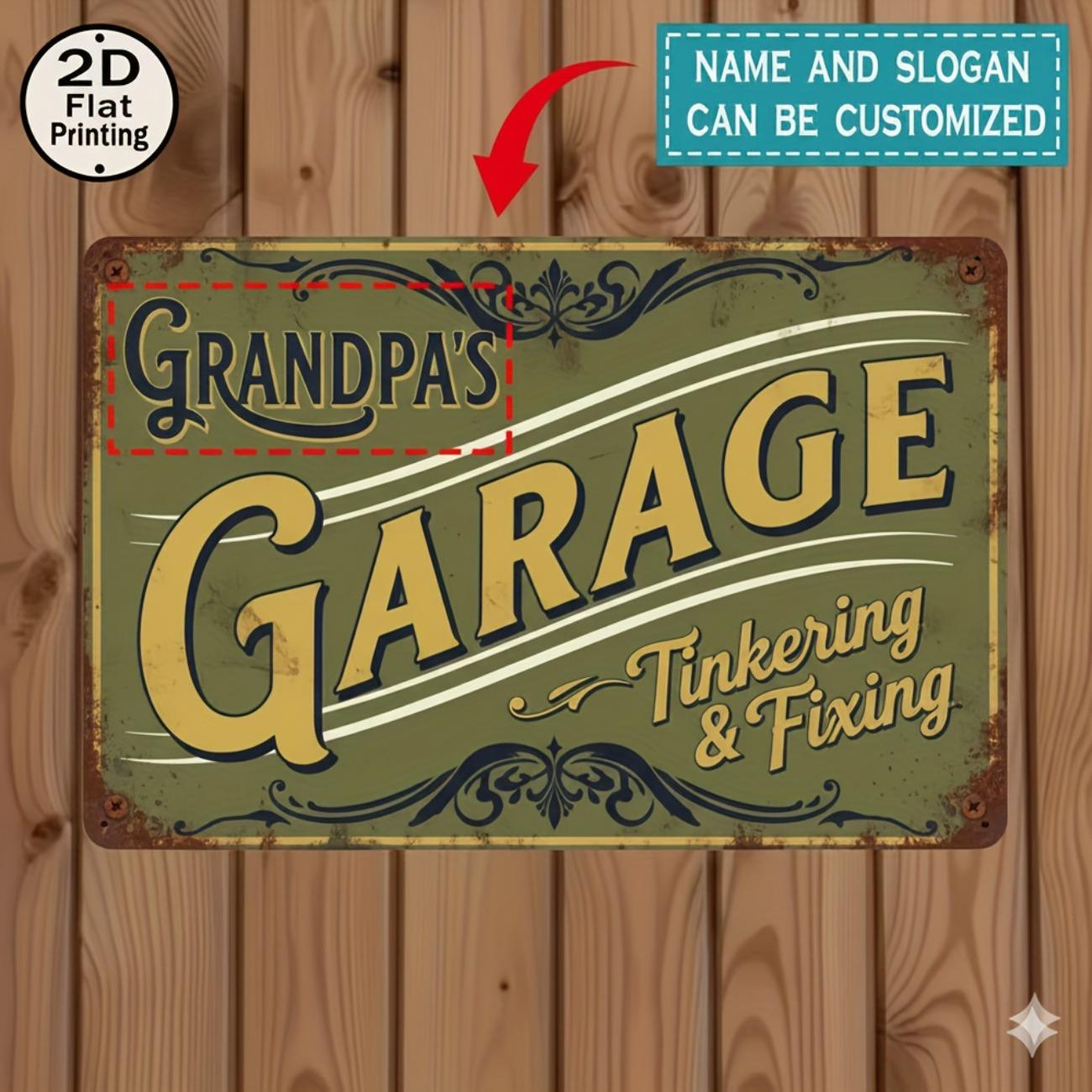 

Personalized Garage Metal Sign Custom Name Logo Rustic Waterproof for Home Outdoor Wall Decor білий
