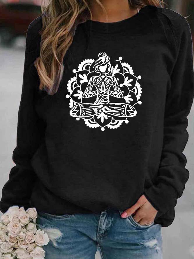 Women's Floral Print Round Neck Hoodie