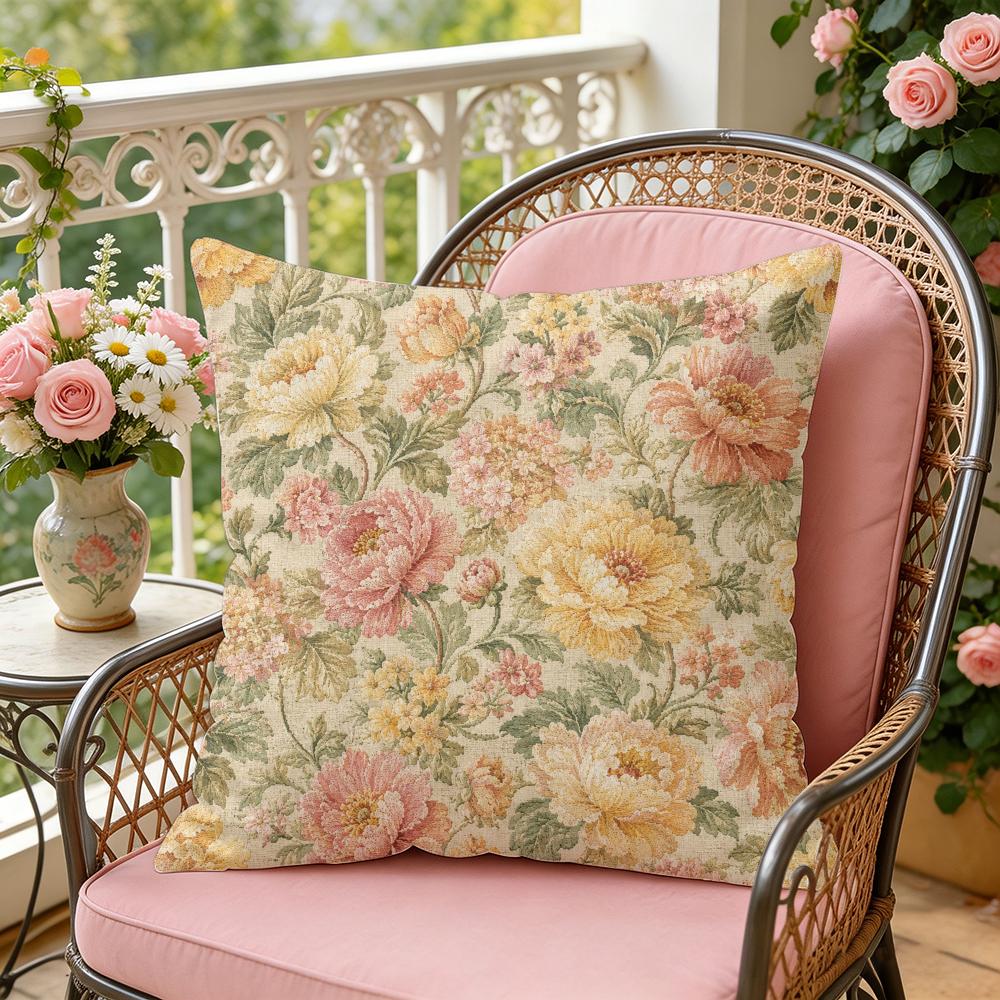 Woven Flower Textile Cushion Cover Silky Short Plush Invisible Zipper Dustproof Sofa Pillow Case For Home Decor