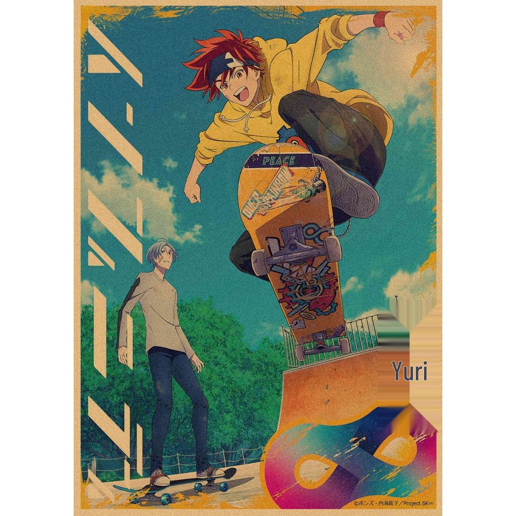 Retro Japanese Sports Anime Skateboard Poster - Infinite Mural Decoration
