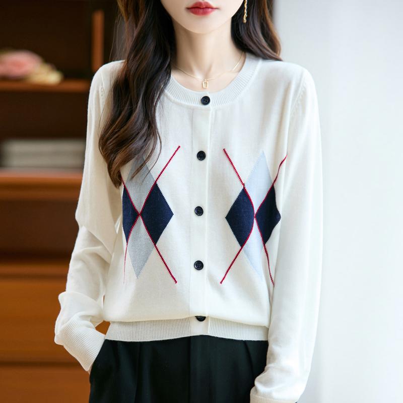 QingHe Cashmere Women's 30% Cashmere Cardigan - Soft & Warm Wool Blend Sweater