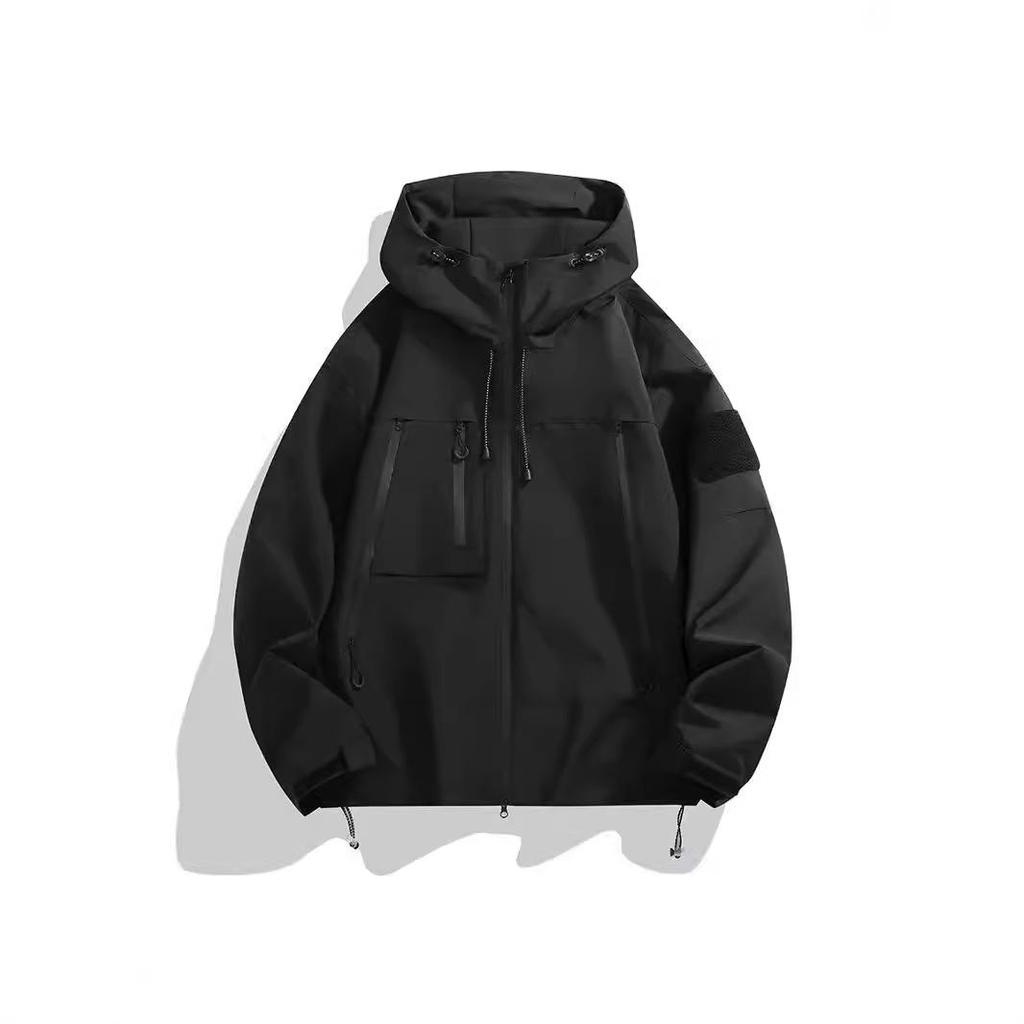 Wiosenno-jesienna kurtka wiatrówka z kapturem dla par - Casualowa odzież sportowa outdoor