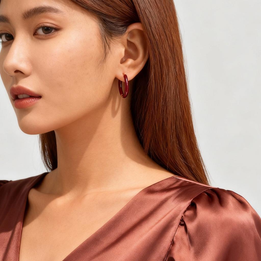 Multi-colored Stainless Steel Hoop Earrings,Elegant Geometric Earrings for Women,Female Jewelry Party Gifts