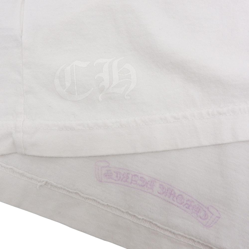 CHROME HEARTS Herren Weiß Langarm T-Shirt mit NECK LOGO und LS TASCHE, Größe XL Oberteile XL weißGebraucht