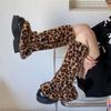 Retro plyšové leopardie ponožky Harajuku Obal ženy Spice Girl Teplejšie nohy do polovice lýtok Ponožky jeseň a zima