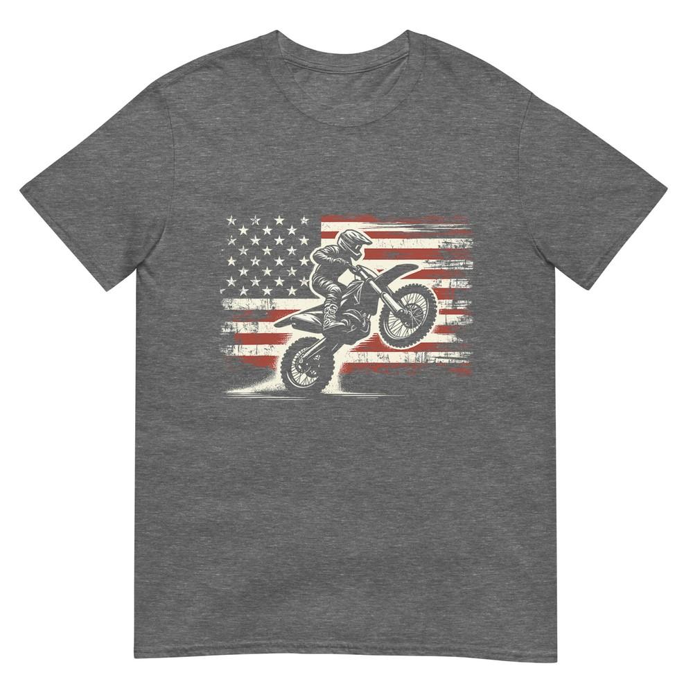 Dirt Bike American Flag Motocross Biker Vintage Usa TShirt Small Black