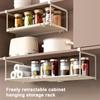 Extendable Under Cabinet Organizer Shelf Metal Under Desk Storage Rack Multipurpose Kitchen Household Hanging Storage Basket