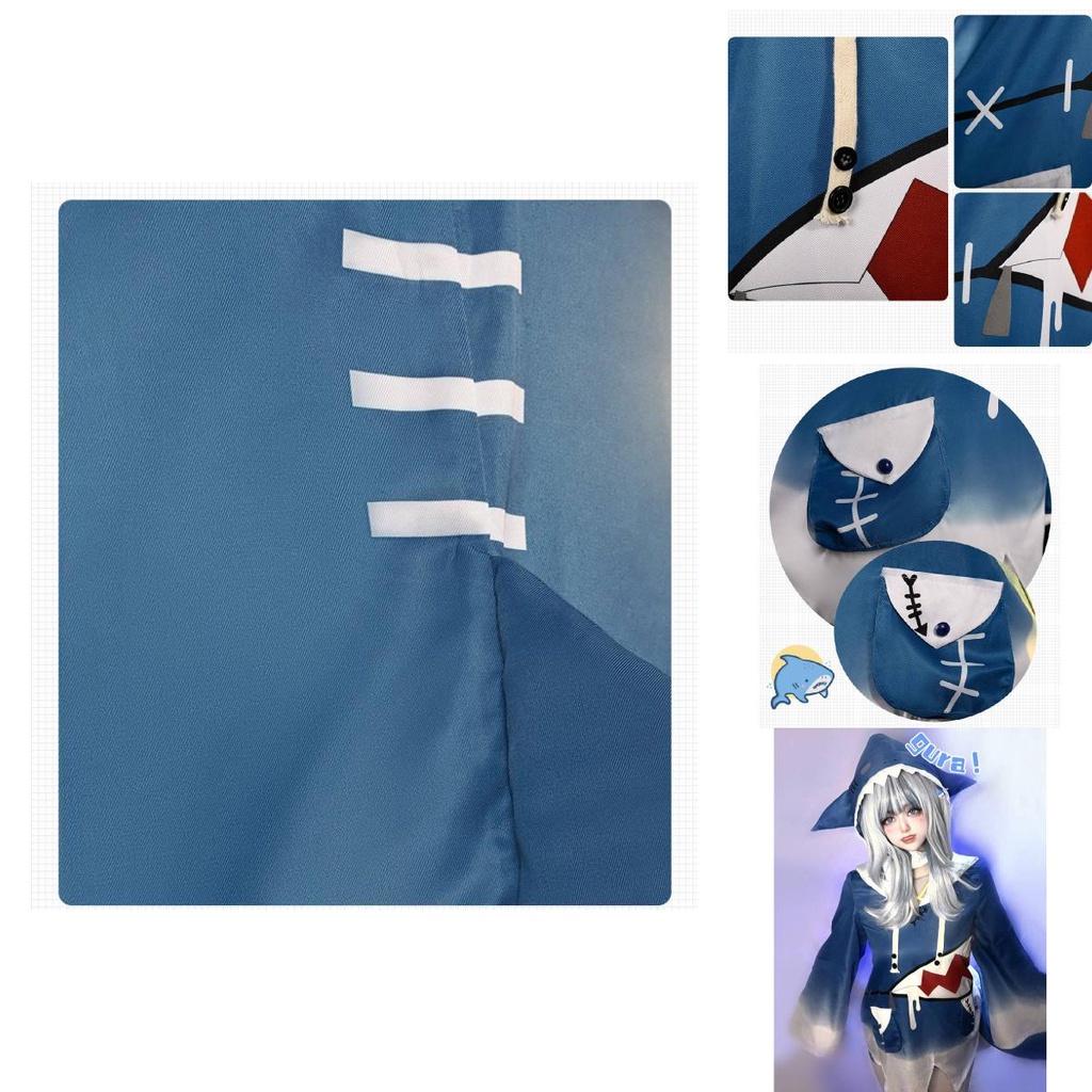 Get Hololive Gawr Gura Cosplay Costume Shark Jacket Outfit With Fish Tail Role Play
