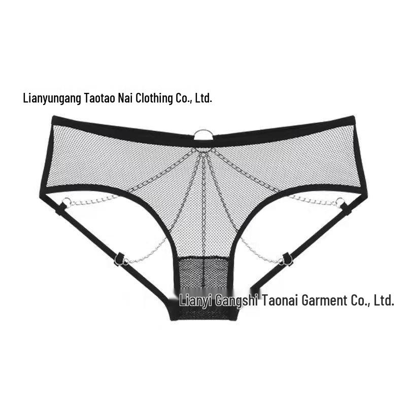 Women's See-Through Chain Triangle Crotchless Thong - Pure Desire Japanese T-Panties