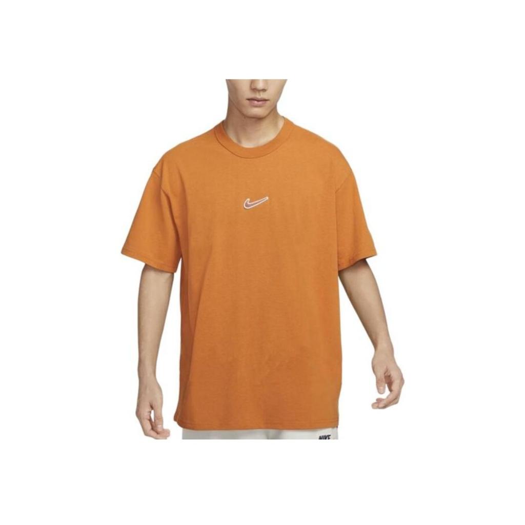 Nike Crew Neck Pullover Solid Color Short Sleeve T-Shirt Men Tops Orange FV7727-815
