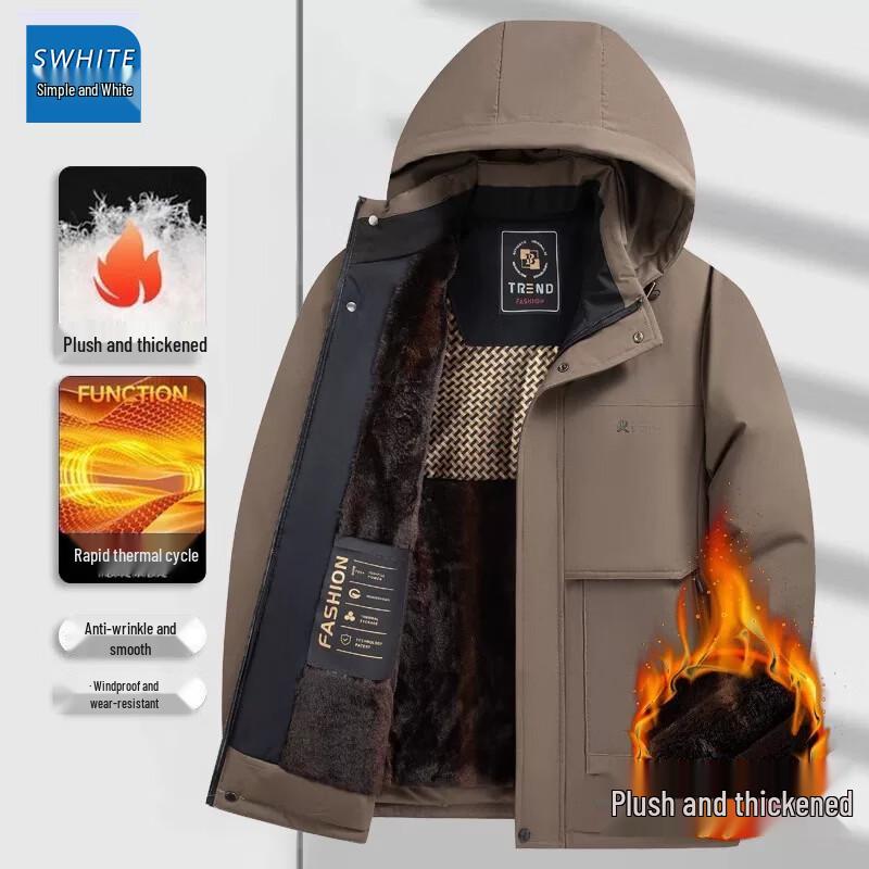 Men's Winter Fleece-Lined Thickened Casual Padded Jacket