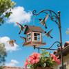 Pet Supplies Hanging Bird Feeder Large Capacity Windproof Bird Food Bowl Metal House Shape Parrot Feeding Station Backyard