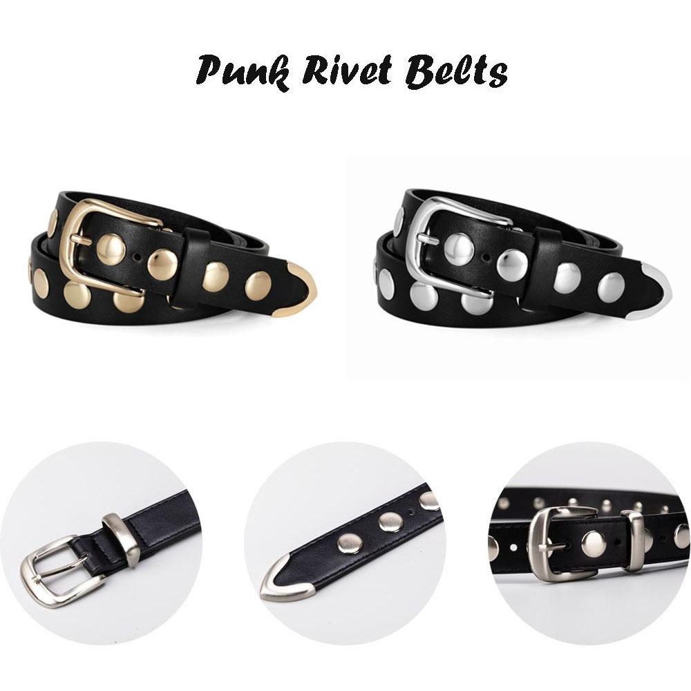 Y2k Punk Rivet Belts Vintage Jeans Belt Fashion PU Leather Waistband