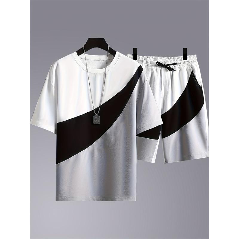 Summer Men's Short Sleeve Shorts Set Personalized Logo Printed Short Sleeve Shorts Set Loose Breathable Casual Fashion