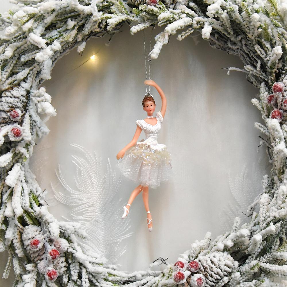 Christmas Ornaments Stree Decoration Girl Bithday Gift Xmas Plastic Hanging Decoration Dancing Silver Tutu Ballerina Christmas Gifts