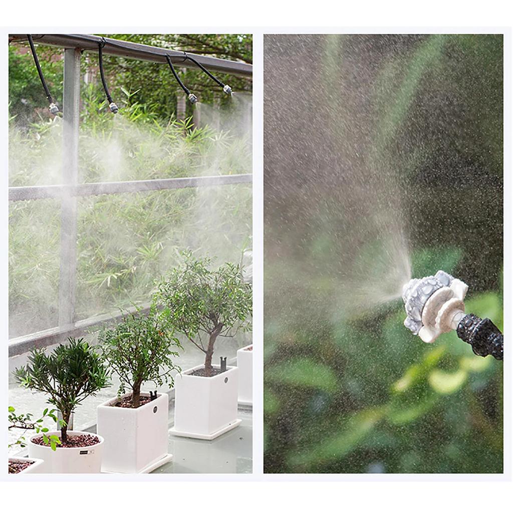 10/100Sets Micro Atomization Nozzle Kits 6mm Interface Atomizing Grey Micro-Sprayers 4/7mm Hose Garden Irrigation Humidification