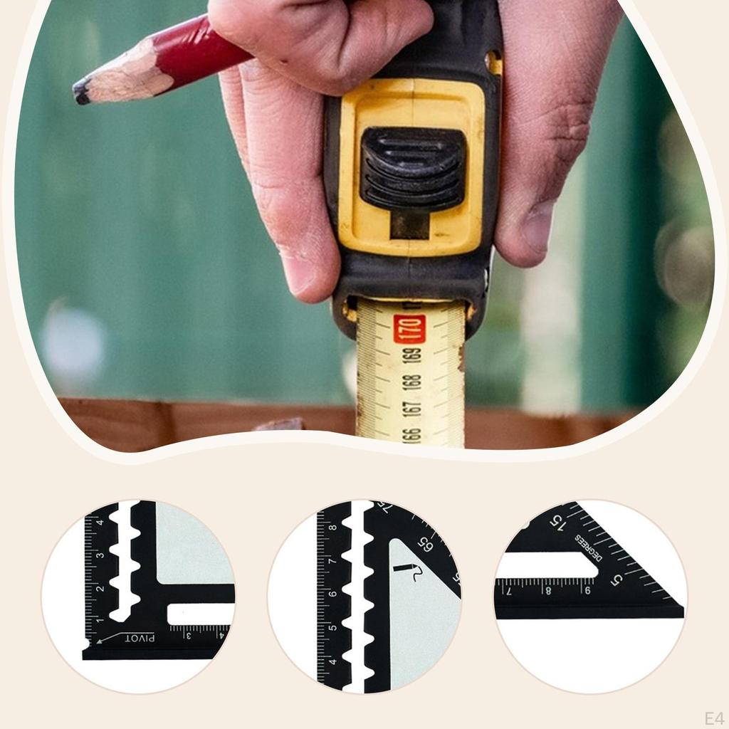 Escuadra de triángulo de 45/90 grados, escuadra de carpintero, profesional, resistente al desgaste, calibre de medición para bricolaje