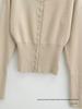 High-Waisted Women's Knitted Cardigan with Round Neck and Single-Breasted Design - European and American Style Niche Innerwear Top