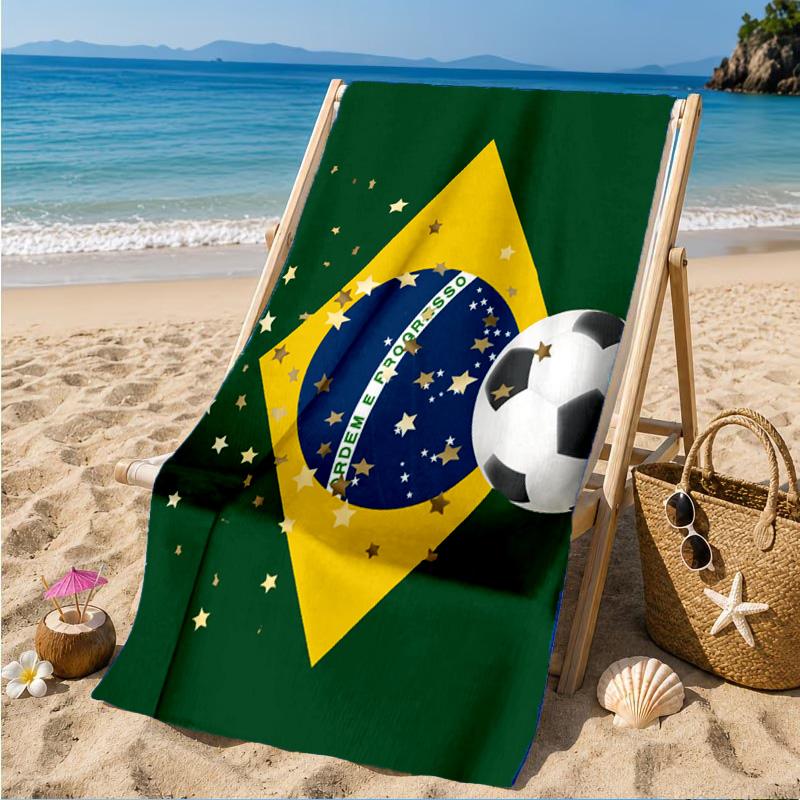 Brasilien Kunstwerk Gedrucktes Mikrofaser Strandtuch, Weich und Saugfähig, Schnelltrocknend, Ideal für Sommerreisen, Strand-Essentials, Schwimmbad