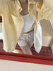 Korean Style Yellow Striped Long Sleeve Mid-Length Shirt Jacket for Women