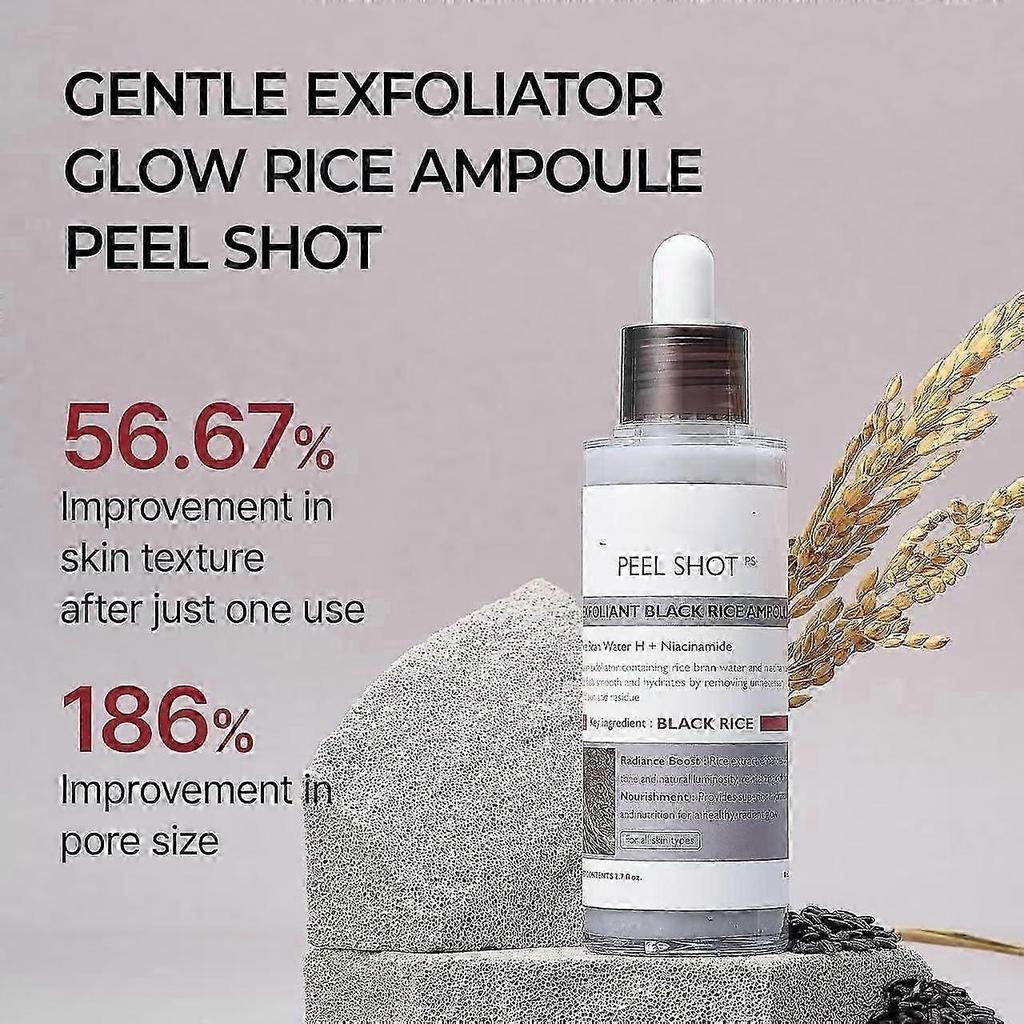 Peel Shot Glow Rice Ampoule Duo White Rice ampoule+Black Rice Ampoule Soft Exfoliating Face and Body Scrub Dead Skin Cells, Blackheads Remover for All