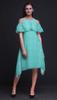 Bimba Block Print Cold Shoulder Women Swing Tunic Flutter Sleeve Midi