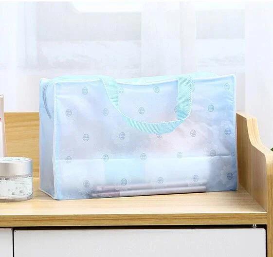 

Floral PVC Transparent Cosmetic Bag Clear Makeup Bag for Women Girl Waterproof Zipper Beauty Case Travel Toiletry Bags Handbag зелёный