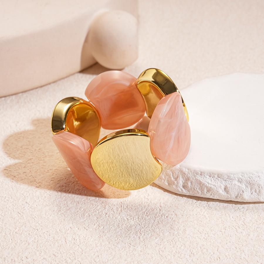 Exaggerated Personality Colored Acrylic Irregular Round Spliced Elastic Bracelets for Women Fashion Temperament Bangle Jewelry