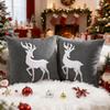 Reindeer Christmas Pillowcase, Winter Snowflake Embroidery Cushion Cover 45x45cm, Cross-border Bestseller