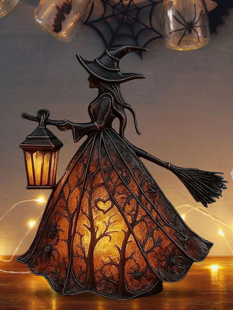 Halloween Decorations Indoor Halloween Witch Lamp Gothic Witch Decoration Unique Witch Statue Table Lamp for Halloween and Gift